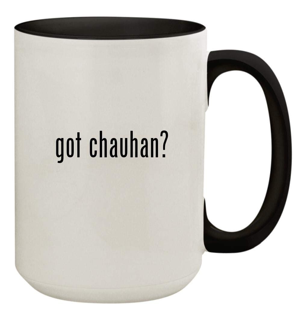 Knick Knack Gifts got chauhan? - 15oz Ceramic Colored Inside & Handle Coffee Mug Cup, Black