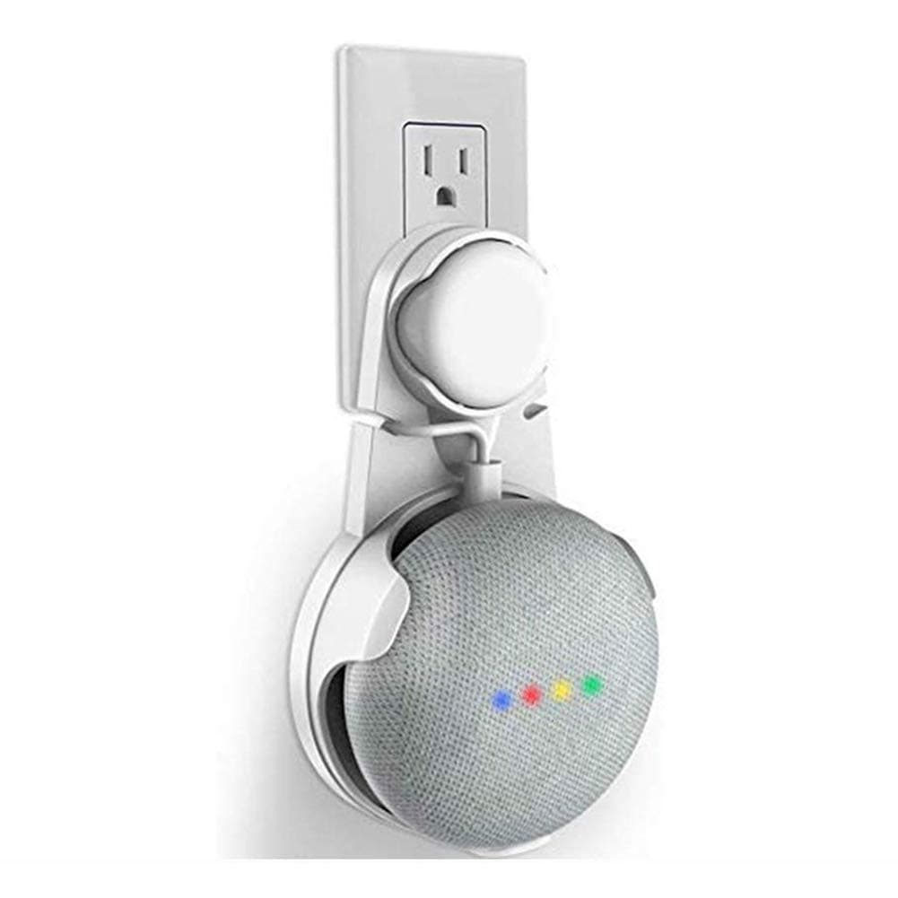 Sincetop Google Home Mini Wall Mount,Simple Outlet Wall Mount Hanger Stand for Home Mini Voice Assistant by Google - Wrap Cord Around Back Reel - No Need Drill and Screw