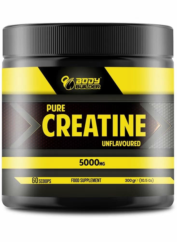 Creatine Monohydrate Powder by Body Builder - 5000mg - 100% Micronized Creatine - for Enhancing Energy, Strength & Muscle Growth for Men & Women - Vegan (60 Serv, Unflavored)