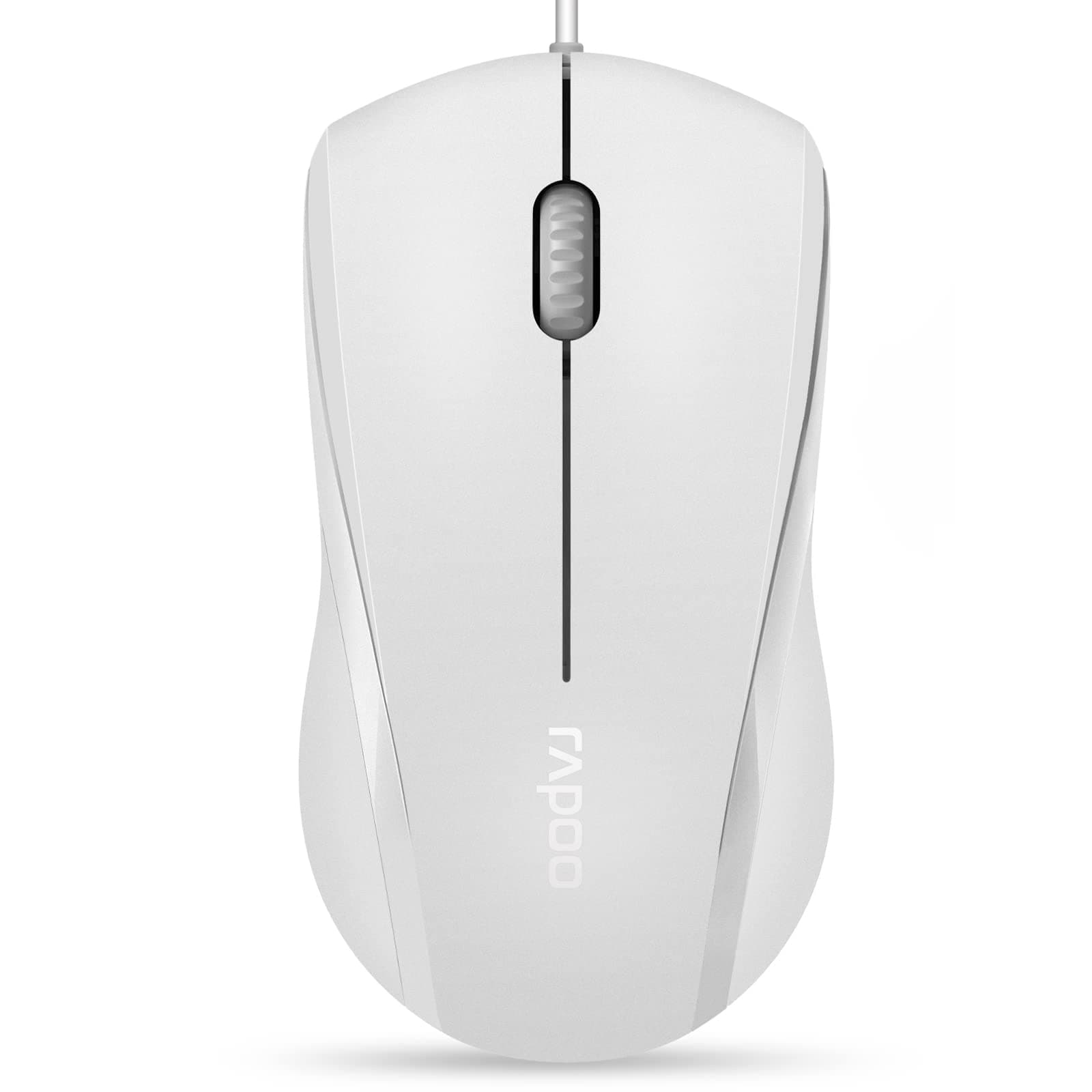 N1600 3-Button Quiet Wired Mouse, 1000DPI Optical Mouse, Quiet Button, Ergonomic Shape, for Desktop Computers Laptops, Matte White