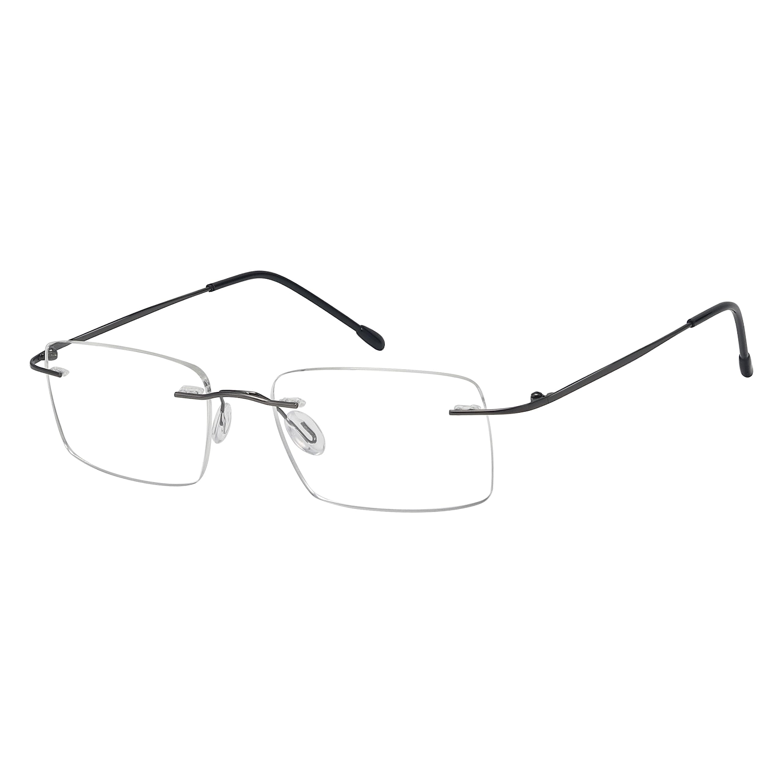 Frameless Reading Glasses for Men Reading - Rectangle Rimless Reader Eyeglasses Gunmetal +2.50