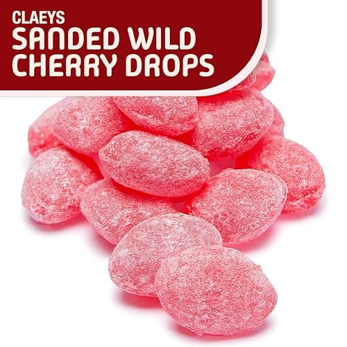 Claeys Sanded Wild Cherry Drops Hard Candy - 2 Pounds of Claeys old fashioned hard candy - Bulk Sanded Wild Cherry Halloween Candy