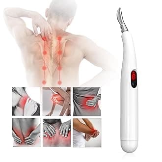 Acupuncture Pen, Meridian Energy Pen, Electronic Acupuncture Machine, Pain Relief Massager, Beauty Face Pen Massager, USB Rechargeable, 5 Different Heads, Silver
