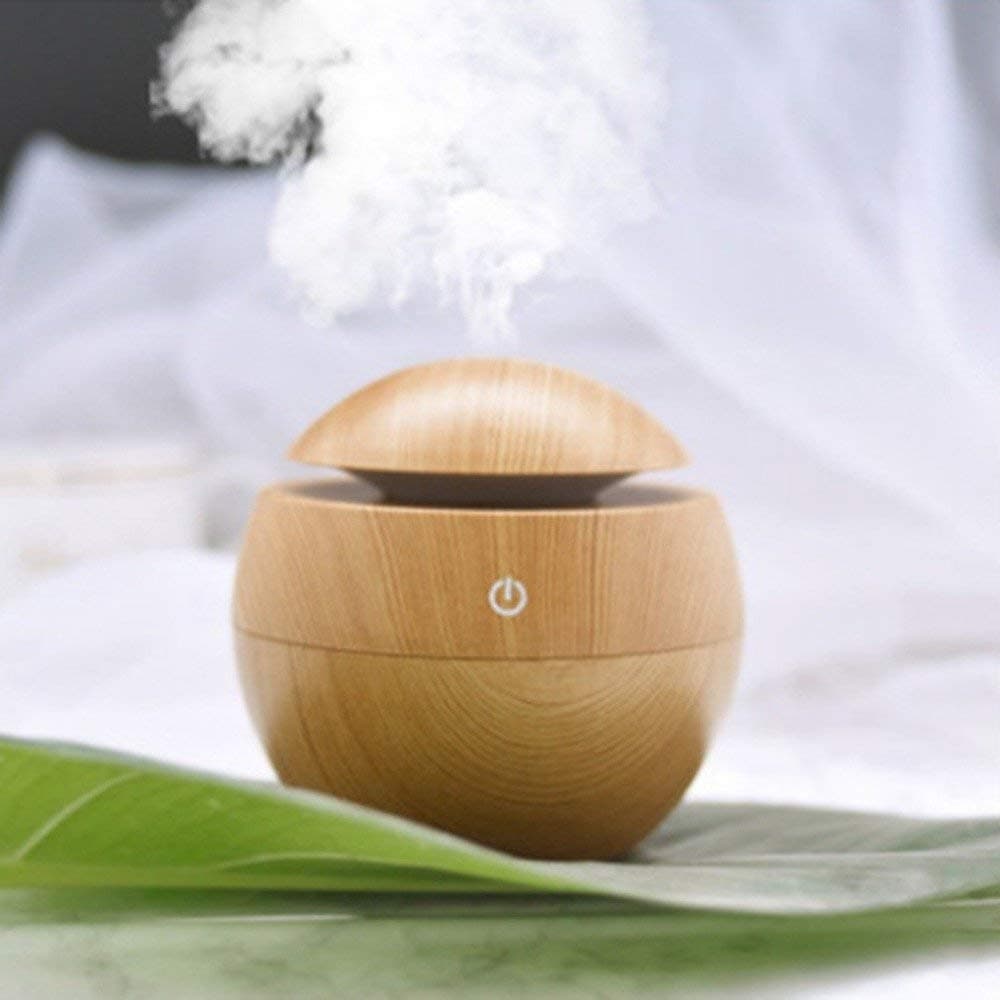 UNIQUE VATIKA Mini Aroma Essential Oil Diffuser, Wood Grain Cool Mist Humidifier Portable Ultrasonic Humidifier with 6 Color Changing Lights Multi-Color (Color - As per Availability)