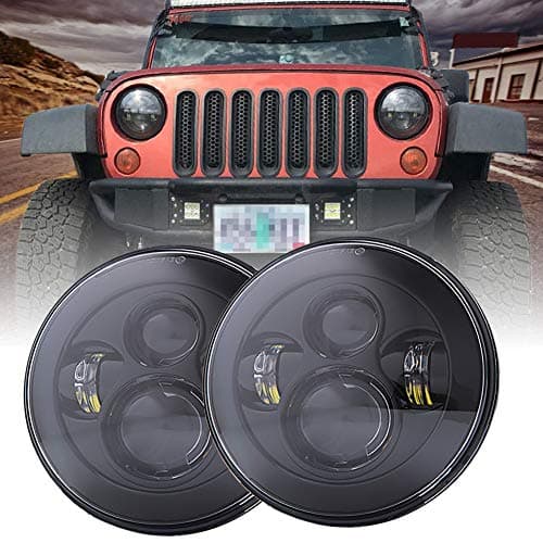 2pcs 7 Inch Round LED Headlights Bulbs Kit Projector For Jeep Wrangler JK TJ LJ CJ 4 Door 2 Door Hummber H1