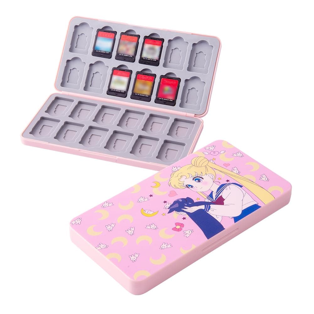 PERFECTSIGHT Cute Game Card Case for Nintendo Switch/ Switch Lite/ OLED, 24 Game Holder Cartridge Case for Game Cards and 24 SD Cards, Kawaii Portable Compact Storage Box (Pink Usagi, 24 Slots)
