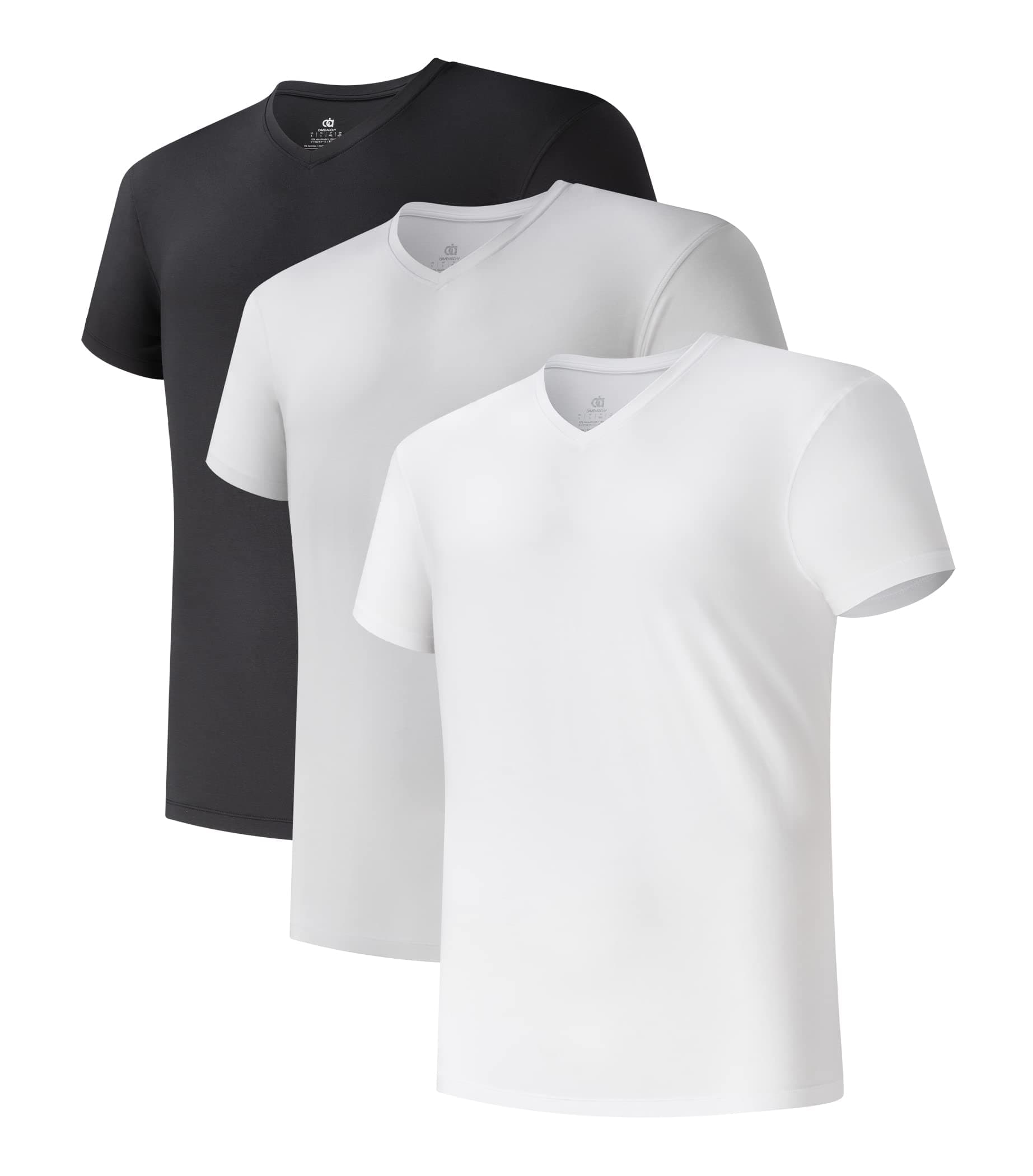 Men's Undershirts Micro Modal Ultra Soft T-Shirts Stretch Moisture-Wicking Crewneck/V-Neck Tees for Men, 3-Pack