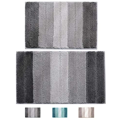 wovwvool Bathroom Rugs Plush mat Polyester Microfiber Non-Slip,Soft,Absorbent and Machine (20“×32” and 18“×26” Gray)