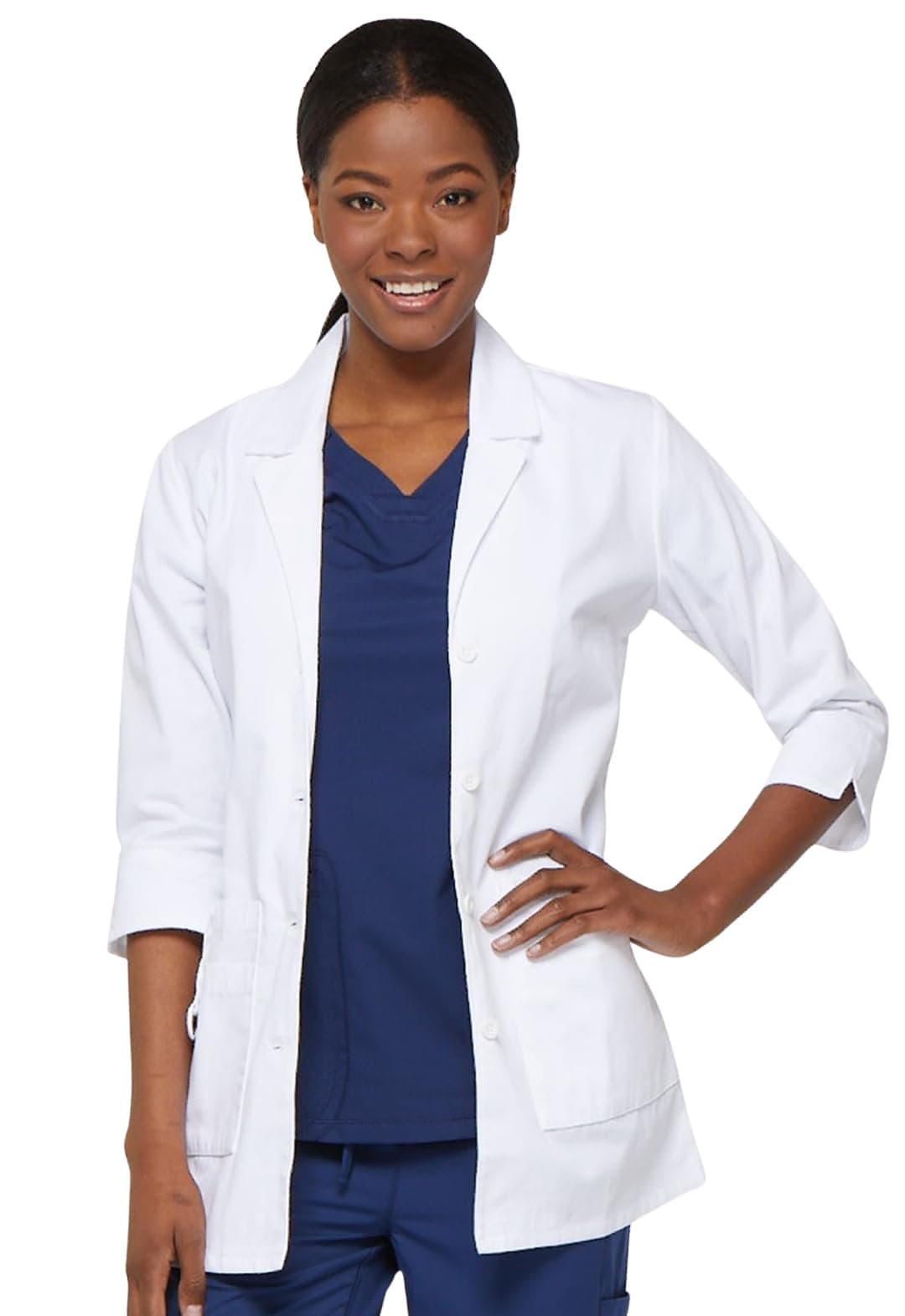 Women's Lab Coat, 3/4 Sleeve 30" Twill, Professional White Lab Coat for Women - 82402