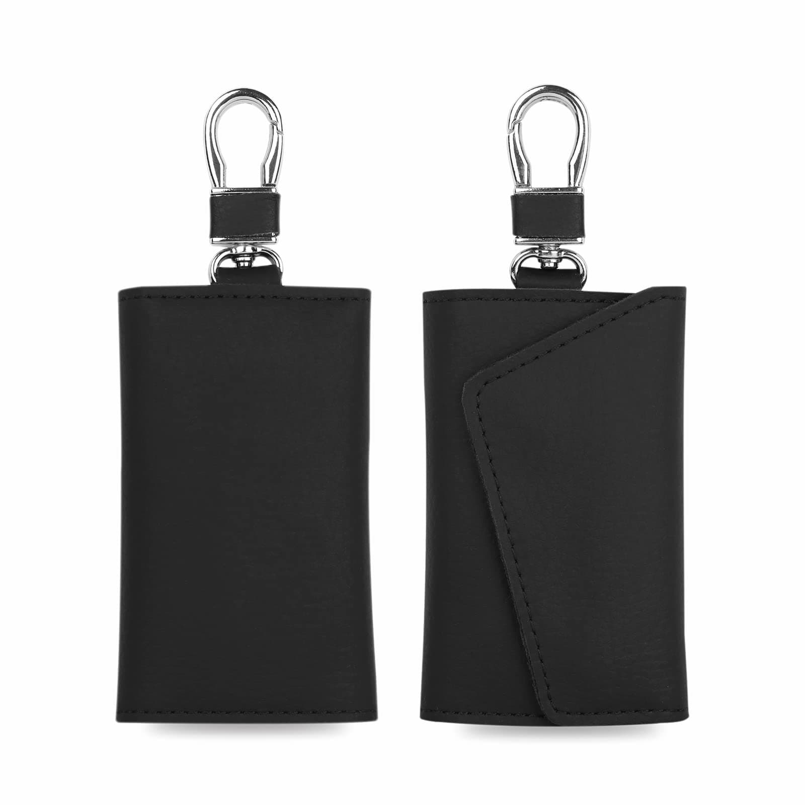 TanmivvyLeather Key Bag with Wallet Card Case Function, Hanging Key Protector, Key Organizer, Suitable for Men and Women, Black, 4.5*2.5*1(in)