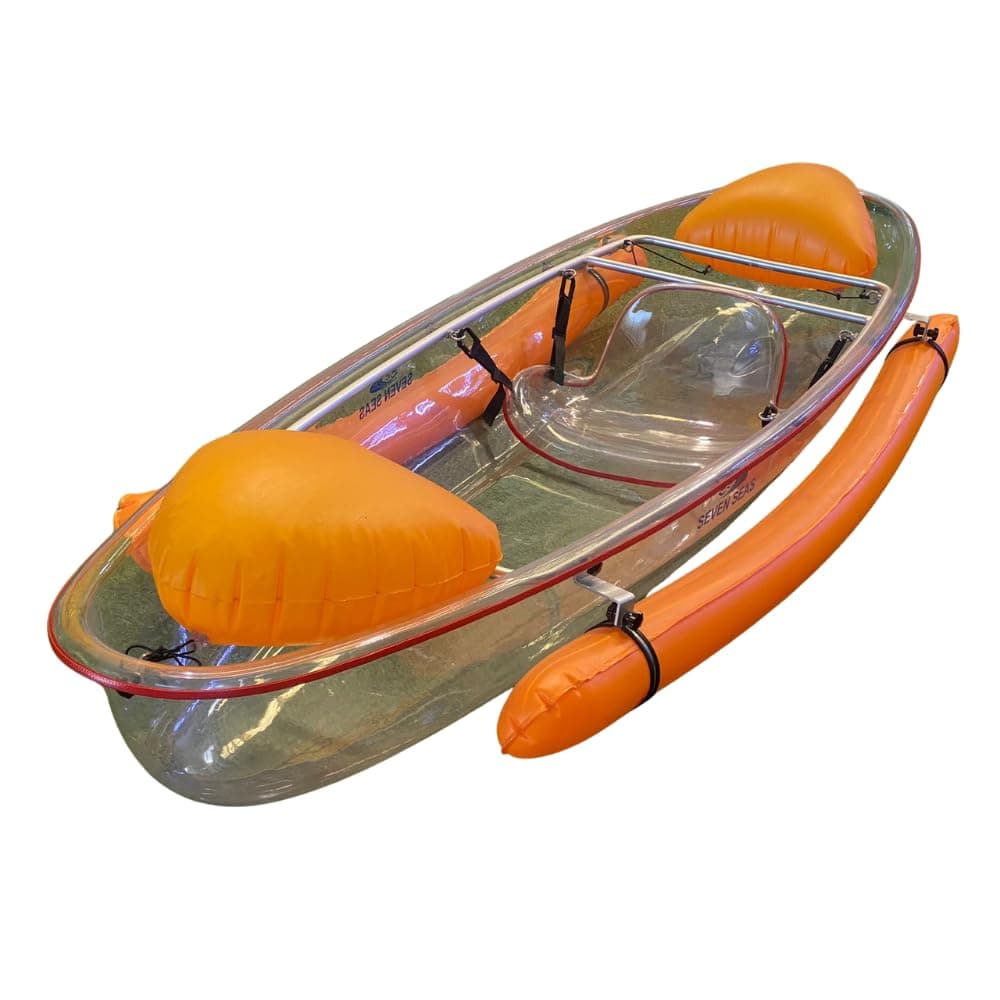 Transparent Single-Seater Kayak with Stabilizers
