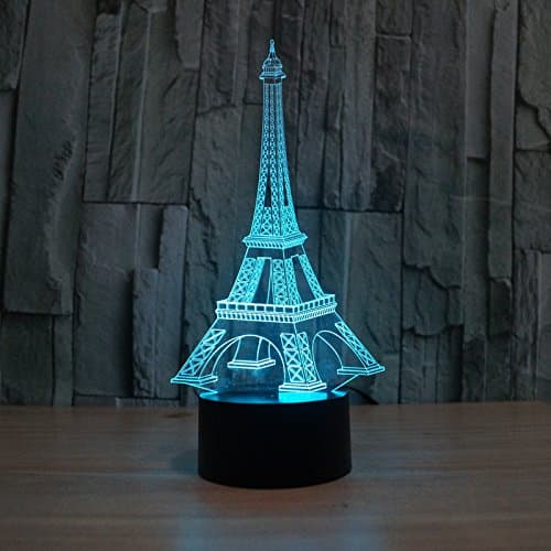 Eiffel Tower USB Powered 3D Colour Changing Illusion Mood Lamp | Night Light | Desk Lamp | 7 Colours Plus Colour Change Sequence | Touch Button Control | 25 x 12 x 8.8cm |