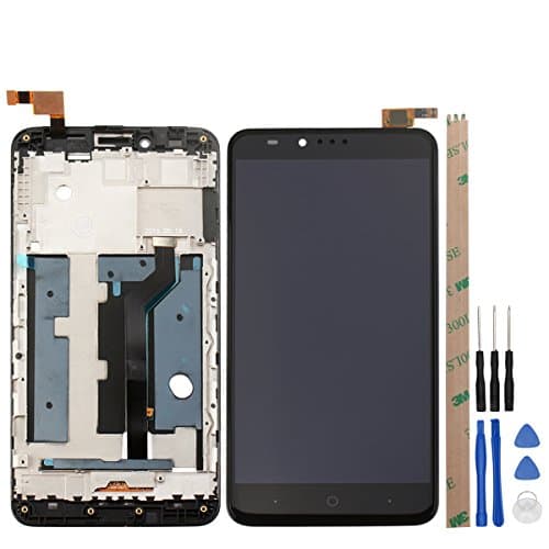 HYYT Replacement for ZTE Zmax Pro Z981 LCD Touch Screen Digitizer Assembly Broken Screen Parts with Small Kits - Black (Z981 Black with Frame)