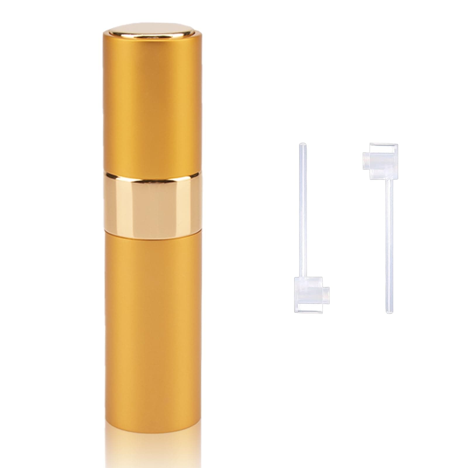 YUNAI 1Pcs Perfume Atomizer Refillable Bottles, 8ml Portable Mini Spray Travel Bottle, Easy to Refill Glass Inner Empty Atomizer Bottle for Outgoing and Travel(Gold)