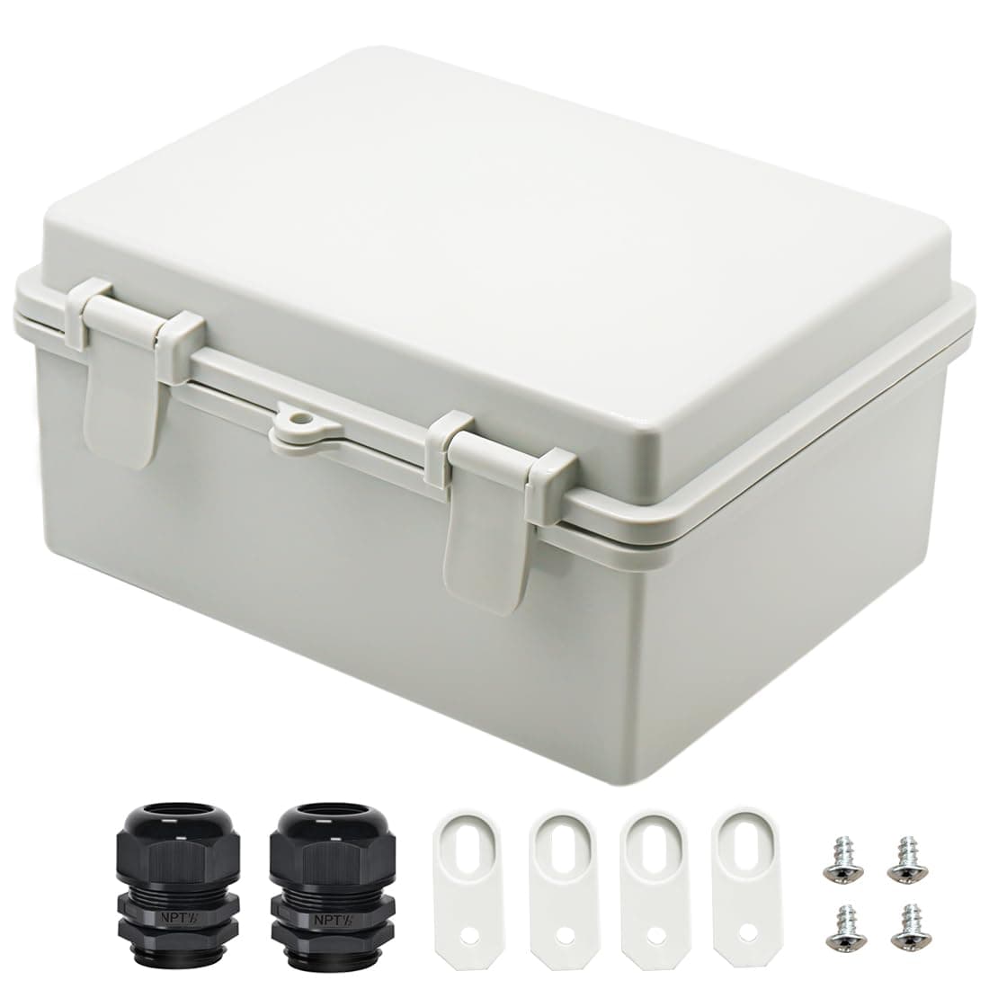 Junction Box ABS Plastic Dustproof Waterproof IP65 Electrical Boxes Hinged Shell Outdoor Universal Project Enclosure 8.7 x 6.7 x 4.3 inch (220x170x110 mm)