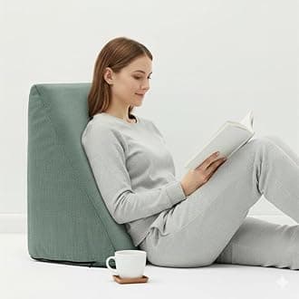 Wakefit Memory Foam Wedge Pillow | Helps Reduce Acid Reflux, Snoring & Back Discomfort | Soft Washable Cover | Multi-Use Support | Olive Green