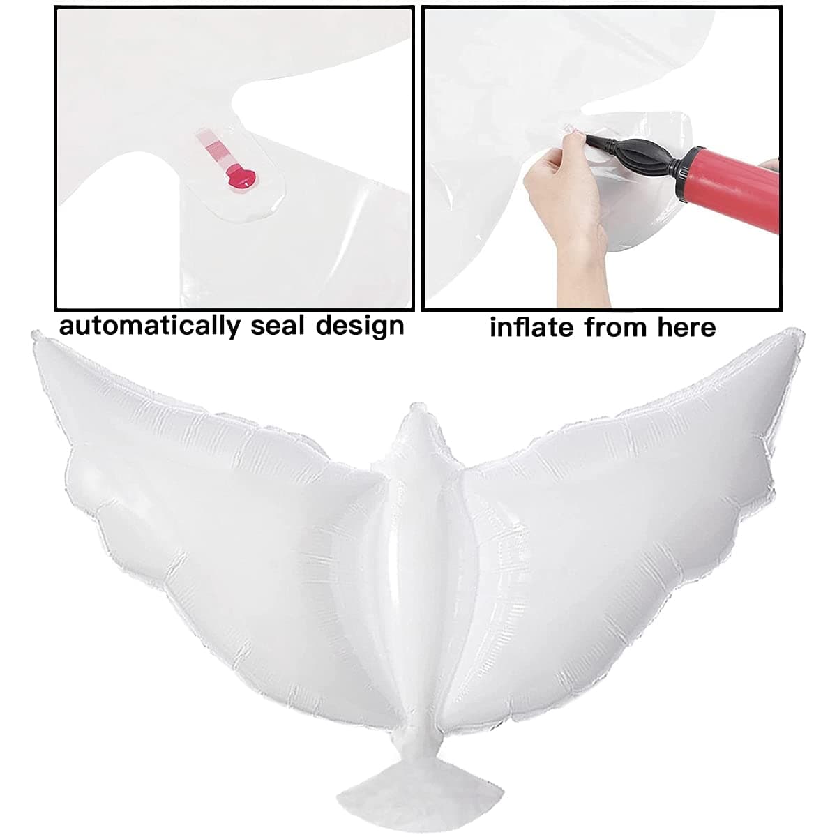 12-Pack Biodegradable Dove Balloons for Release in Sky - Huge White Memorial Balloons for Wedding Funeral Birthday Engagement Party Anniversary Christenings Celebration Helium Eco-Friendly Pigeon Bir