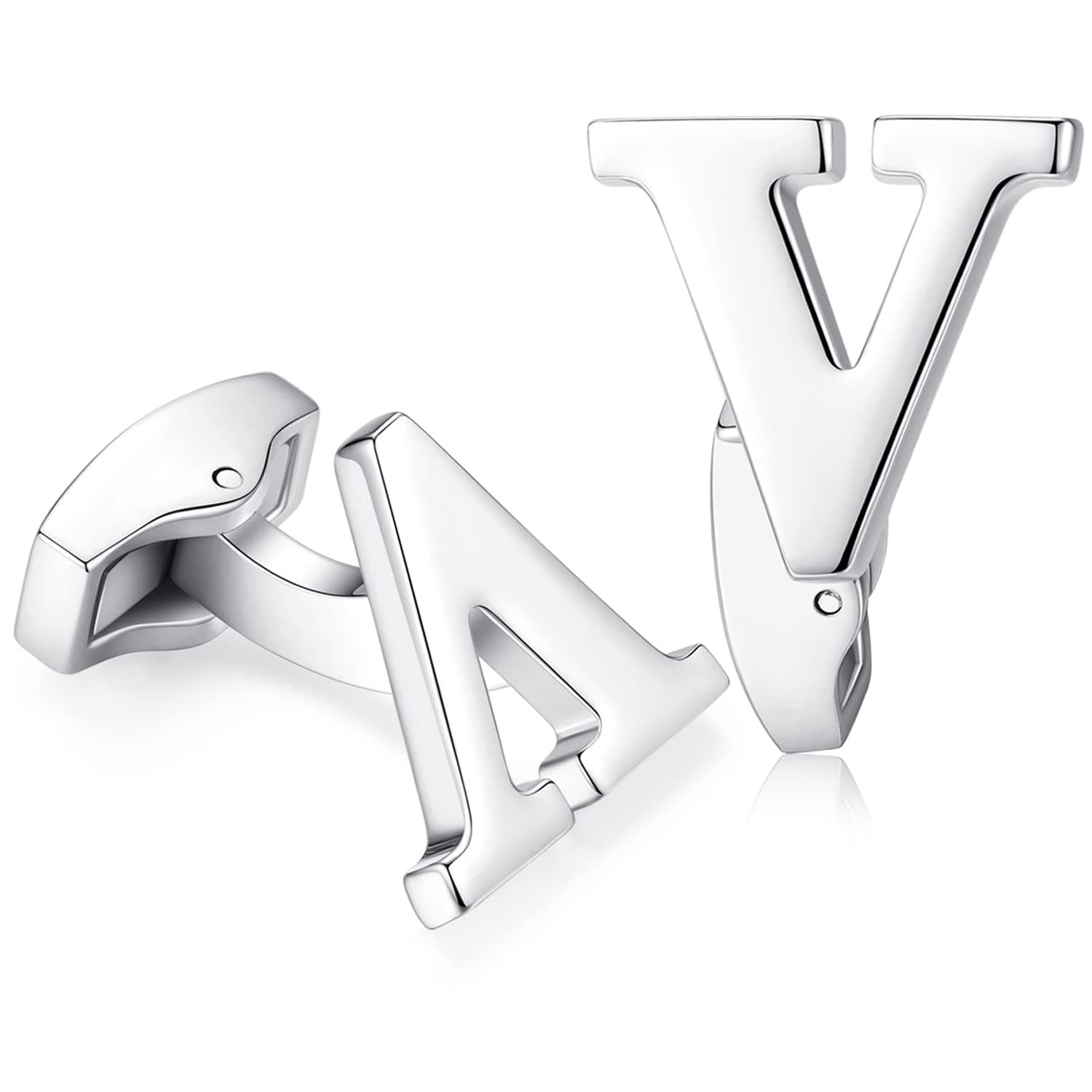 Hanana Mens Initial Alphabet Letter Cufflinks - Silver