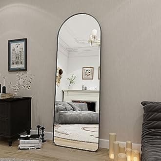 BEAUTYPEAK Arched Full Length Mirror, 64"x21" Rounded Coner Floor Length Mirror with Aluminum Alloy Frame, Full Body Mirror with Stand, Standing Hanging or Leaning Against Wall