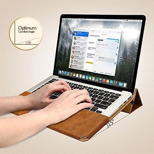 Jisoncase PU レザー スタンド ケース for MacBook Pro 13.3 インチ ブラウン JS-PRO-05R20