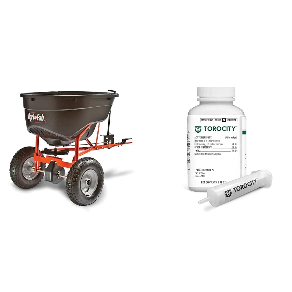 Agri-Fab 130-Pound Tow Broadcast Spreader Bundle with 8 oz Torocity Turf Herbicide by Atticus