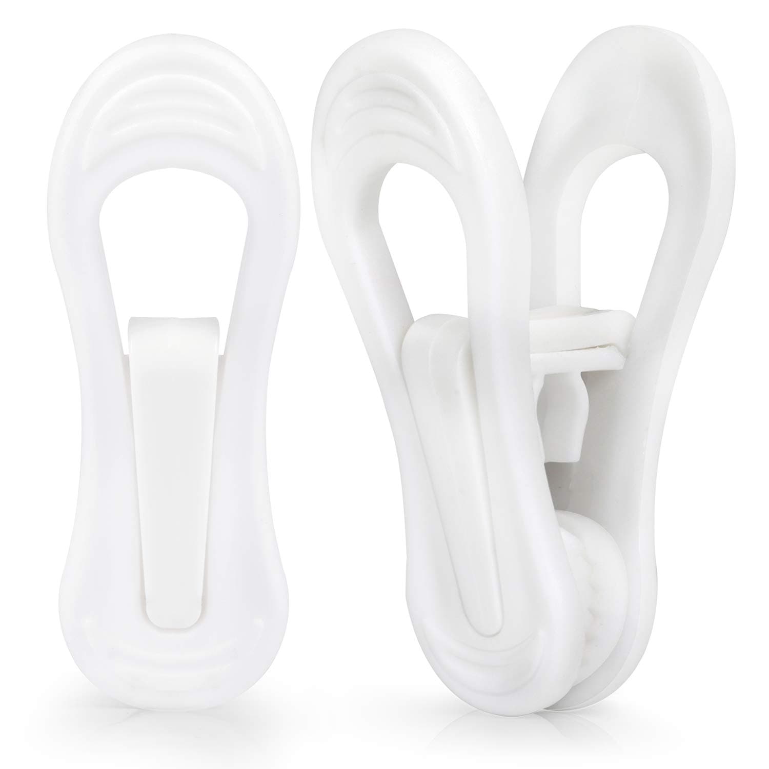 Tinfol White Plastic Hanger Clips, 24 Pack Hanger Clips- Strong Pinch Grip Finger Clips for Plastic Clothes Hangers, Multi-Purpose Hangers Clips