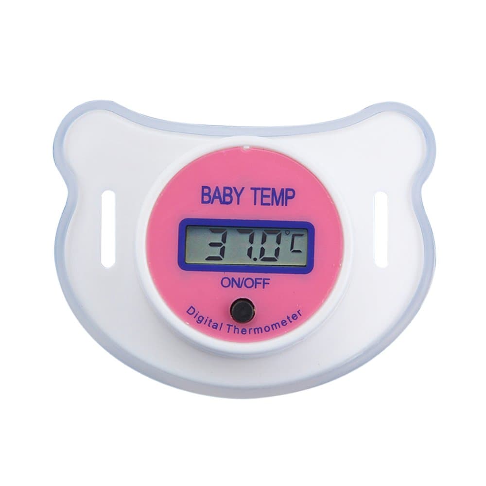 Baby Thermometer,Digital Soft Pacifier Thermometer LCD Display Safe Soother Child Nipple Temperature Measure Tools for Infant Toddlers (Pink-℃)