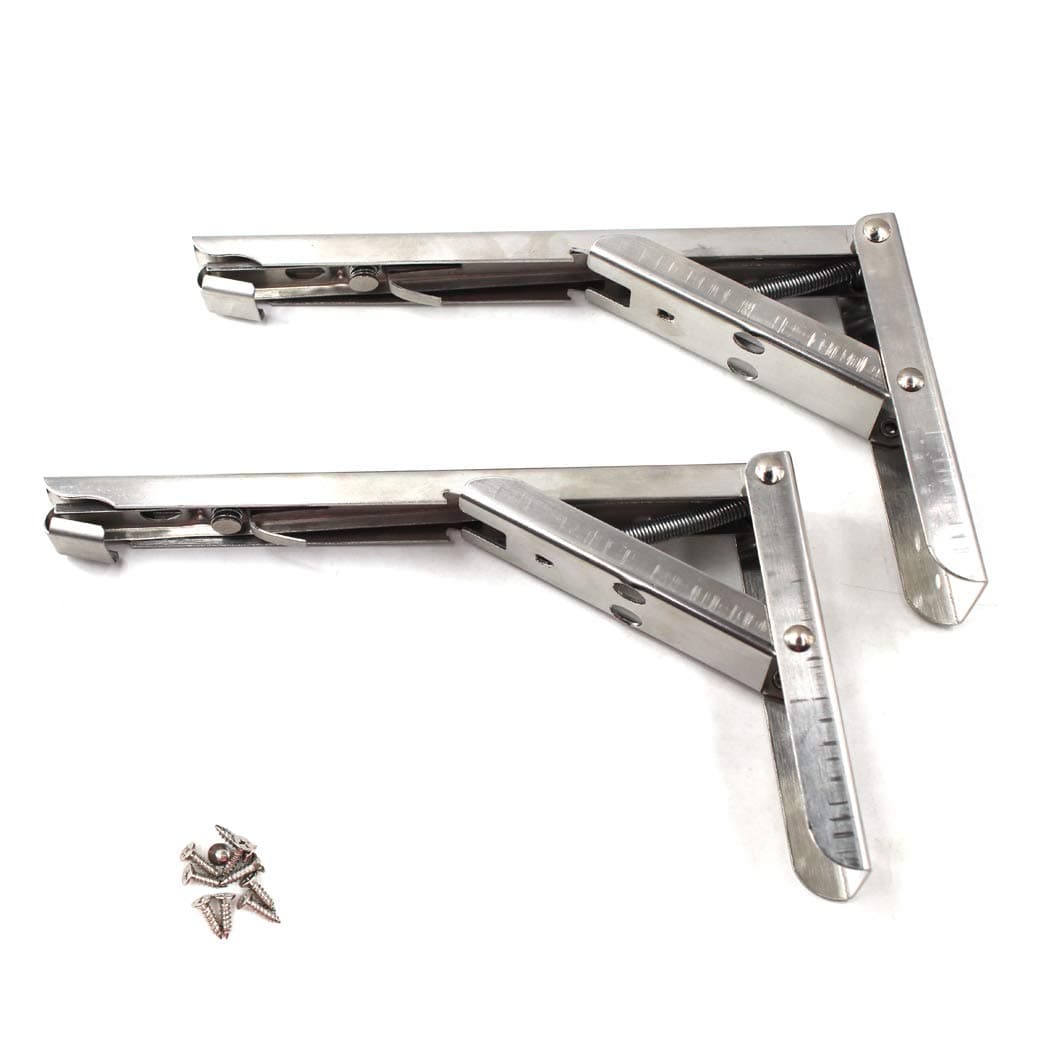 12 inch Folding Spring Loaded Supports Wall Mount Hanging Shelf Bracket for for Kitchen,Bathroom,Bookshelves,Beds and Other Furniture,Load: 132lb/60KG