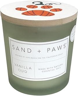 Sand + Paws Scented Candle - Vanilla Oud - Additional Scents and Sizes –Luxurious Air Freshening Jar Candles Neutralize pet Odors and Enhance Home décor – 100% Cotton Lead-Free Wicks - 21 oz