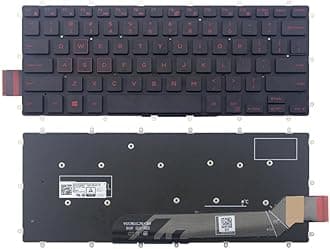 English US Laptop Keyboard for DELL Vostro 3480 3481 3490 3491 5370 5468 5471 Latitude 13 3379 3310 3390 2-in-1 3490 Black Without Backlit Red Keycap