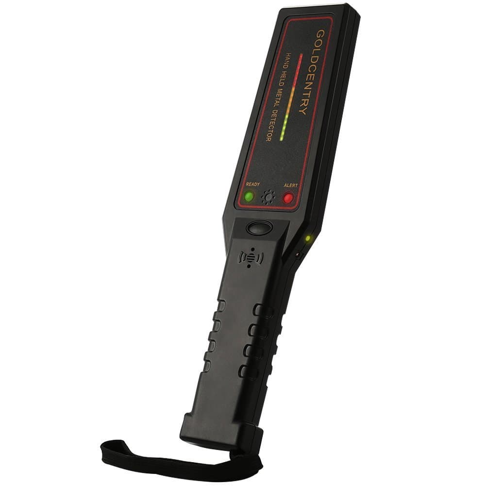 XSMeterHouse Security Metal Detector Hand-held Adjustable Sensitivity Super Wand Scanner with 16 LED Lights for Airport, Open Port, Frontier, Company Entrance (9V Non-rechargeable Battery Included)