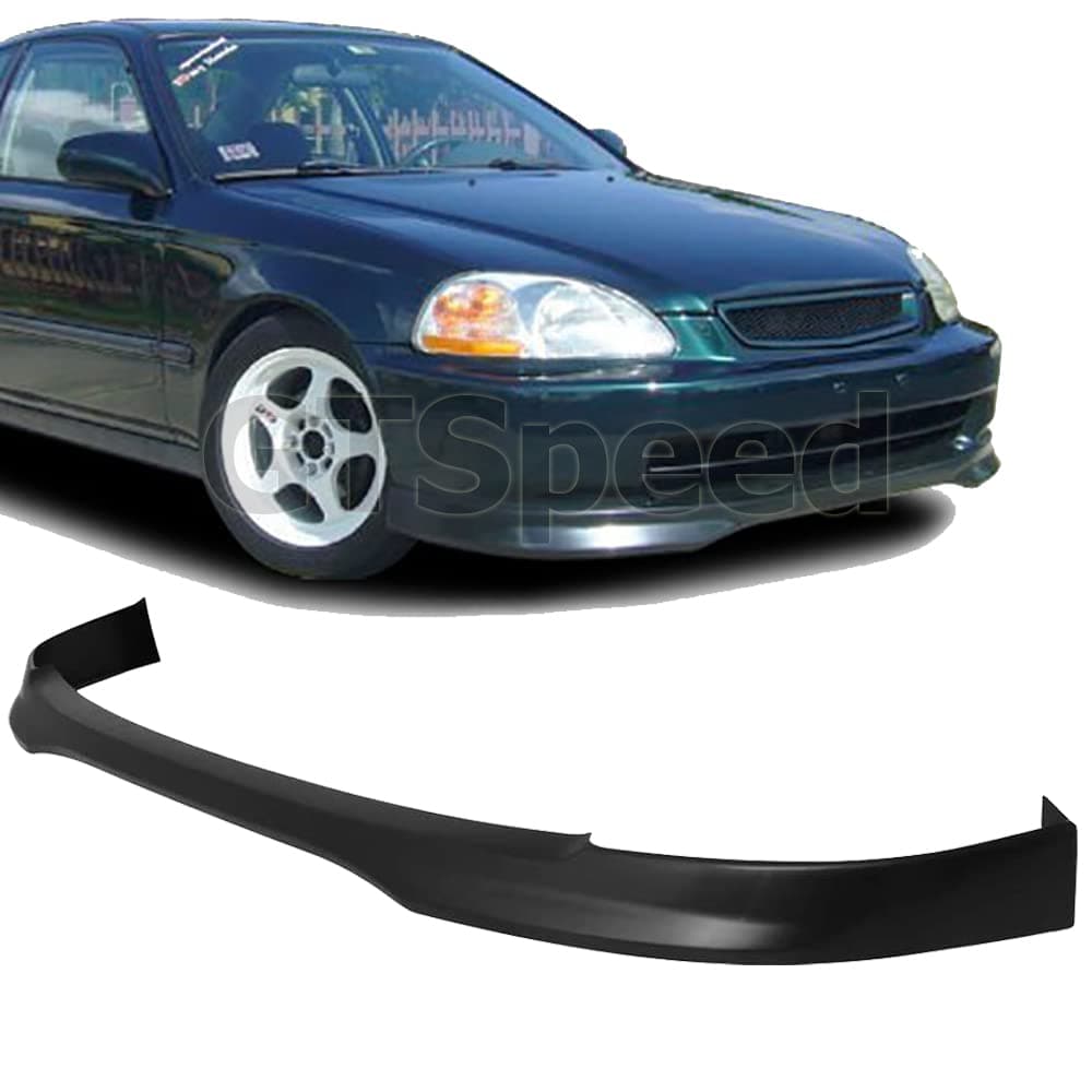 Compatible with/Replacement for Front Bumper Lip, Type-R Style PU Front Lip Spoiler Black, Fits 1996 1997 1998 Honda Civic Coupe Hatchback Sedan