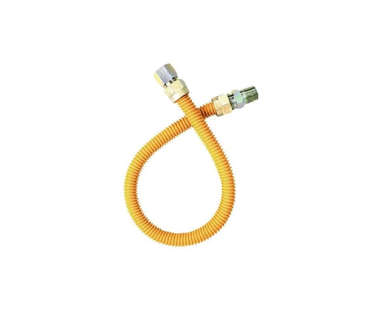 24" x 1/2" MIP x 1/2" FIP Corrugated Yellow Epoxy Coated Gas Flex Connector