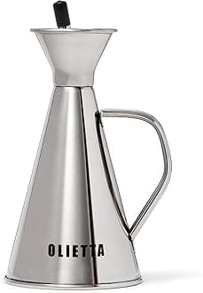 Olietta Oil Dispenser Stainless Steel Non Drip Leak Proof No Mess Olive Oil & Vinegar Pourer & Kitchen Drizzler Bottle 250ML 0.25 Litre Great for Pouring & Drizzling Easy to Clean & Leakproof