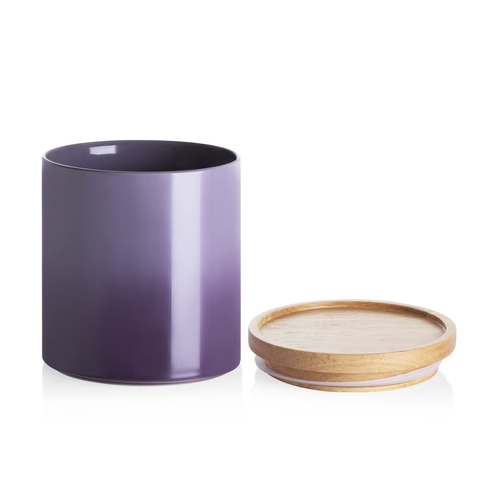 SWEEJAR Ceramic Food Storage Jar, Stackable Kitchen Canisters, Containers with Airtight Seal Wooden Lid for Serving Ground Coffee, Tea, Sugar, Salt and More - 16 FL OZ (Gradient Purple)