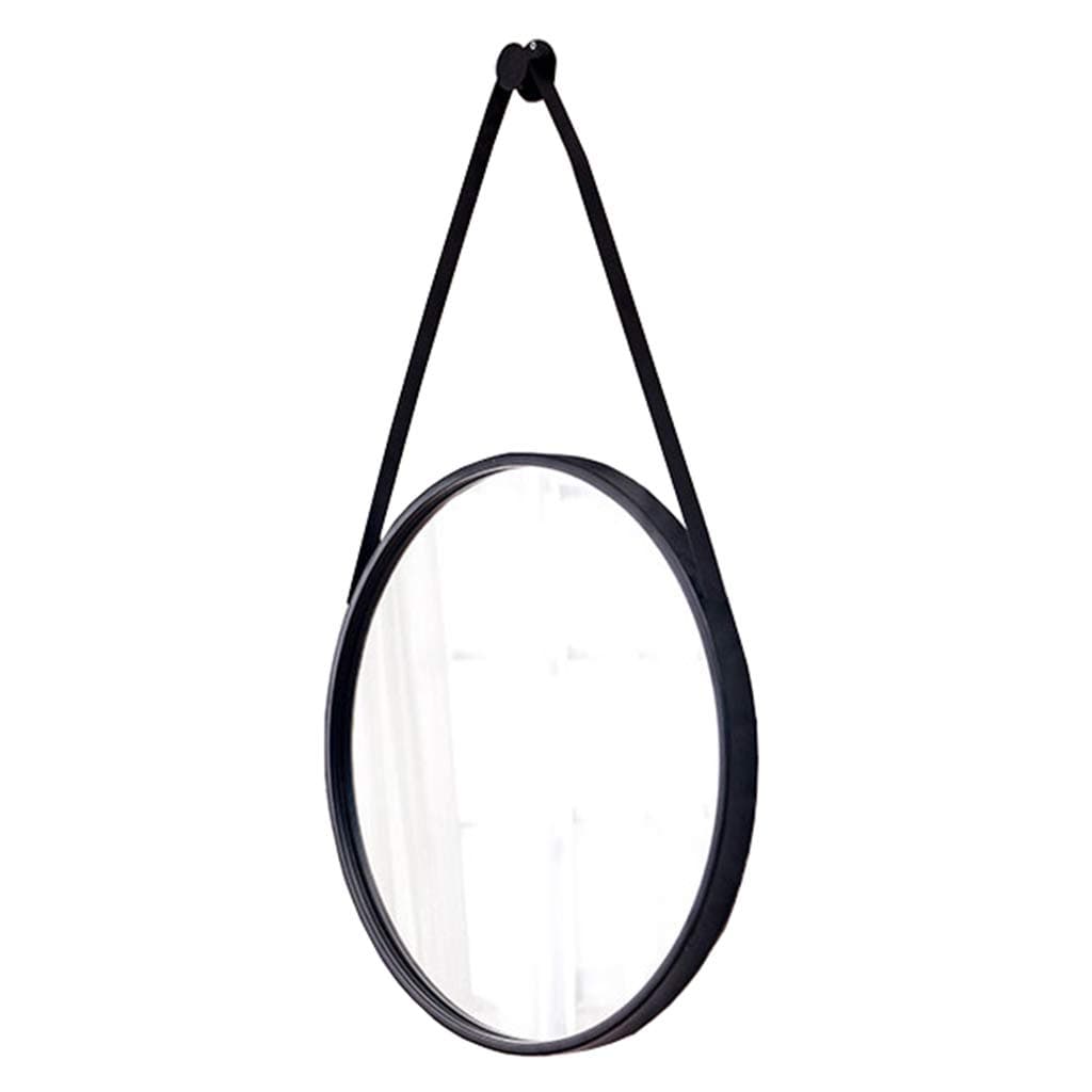 Modern Mirror for Entryway Round Decorative Mirror with Hanging Strap for Wall,Creative Makeup Shaving Iron Framed Mirrors,Wall Hanging Mirror