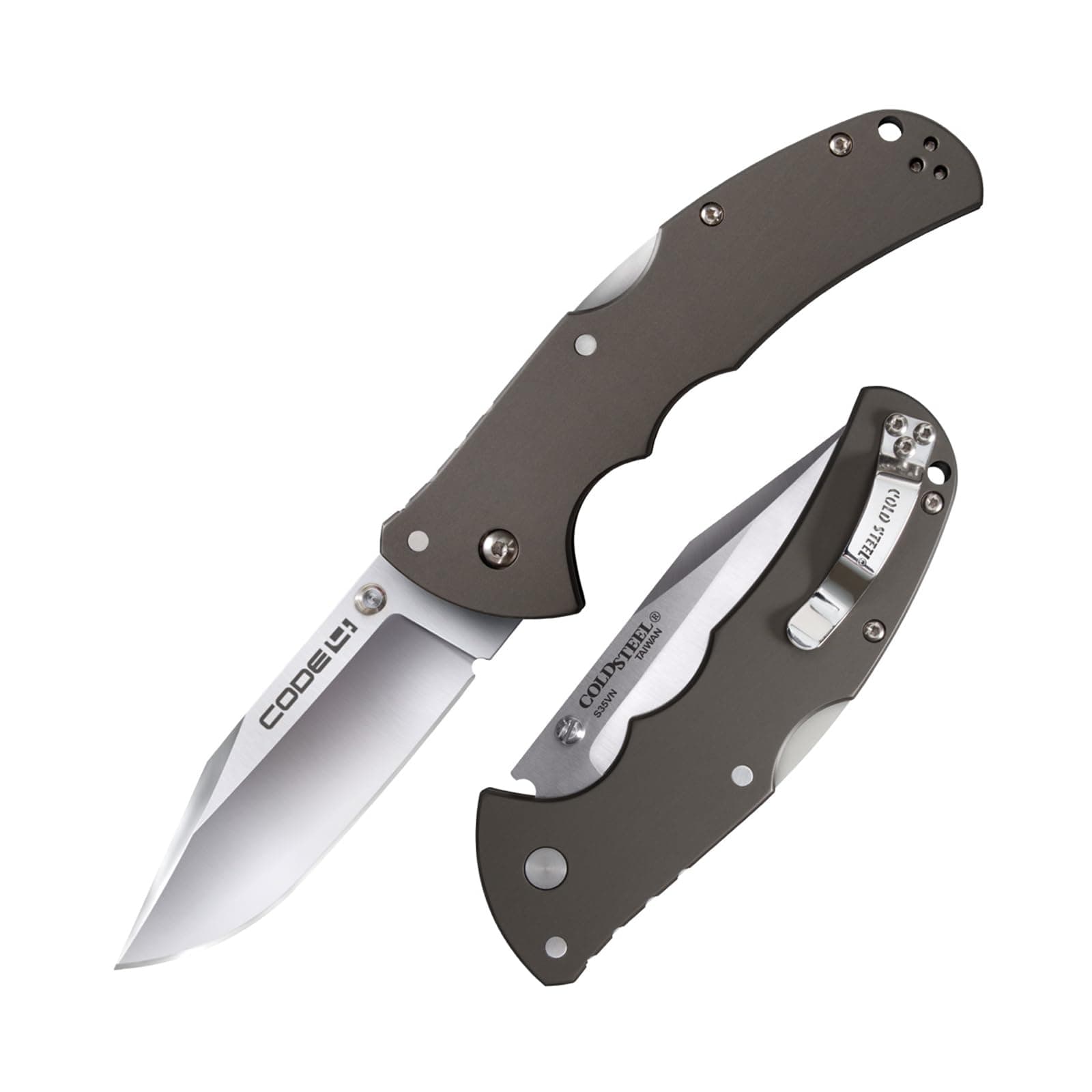 Code 4 3.5" S35VN Razor-Sharp Blade 5" 6061 Aluminum Handle Everyday Carry Tactical Folding Knife w/Tri-Ad Locking Mechanism