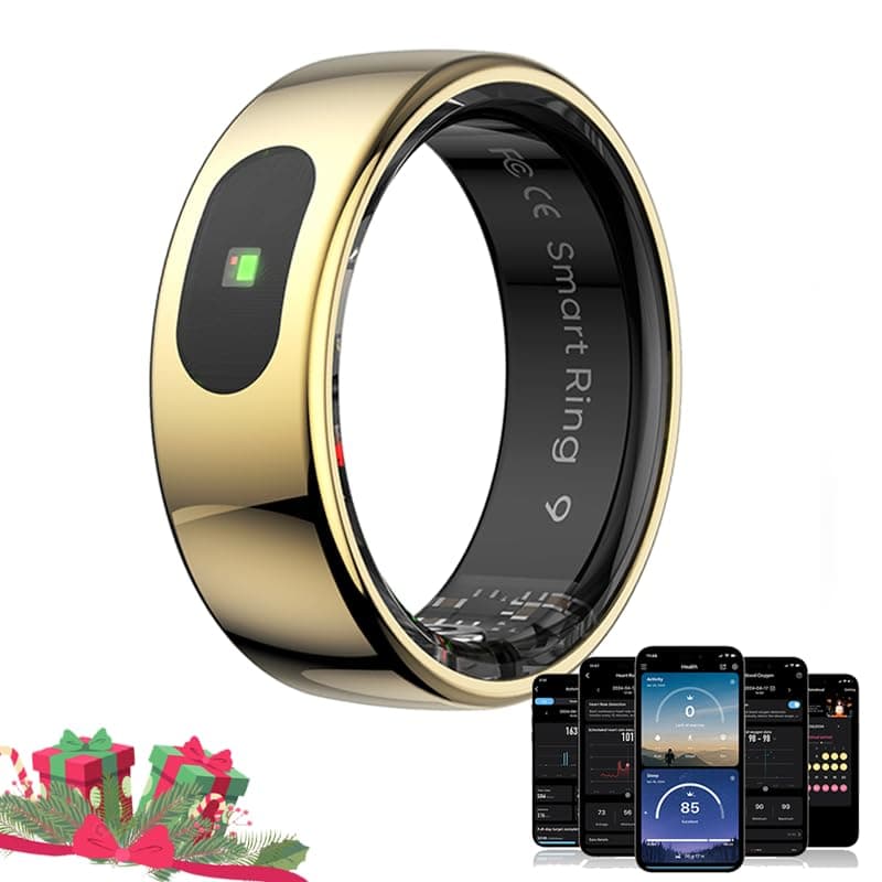 Touch Smart Ring Upgraded Version Health Ring Pro, with Bluetooth Remote Control and Motion Detection, 10ATM Waterproof Fitness Tracker for Men and Women Daily use (Gold Touch, 9)