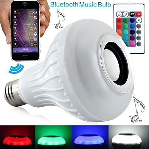 iLOLOL 24 Style Wireless 12W Power E27 LED RGB Bluetooth Speaker Bulb Light Lamp Music Playing & RGB Lighting with Remote Control II7