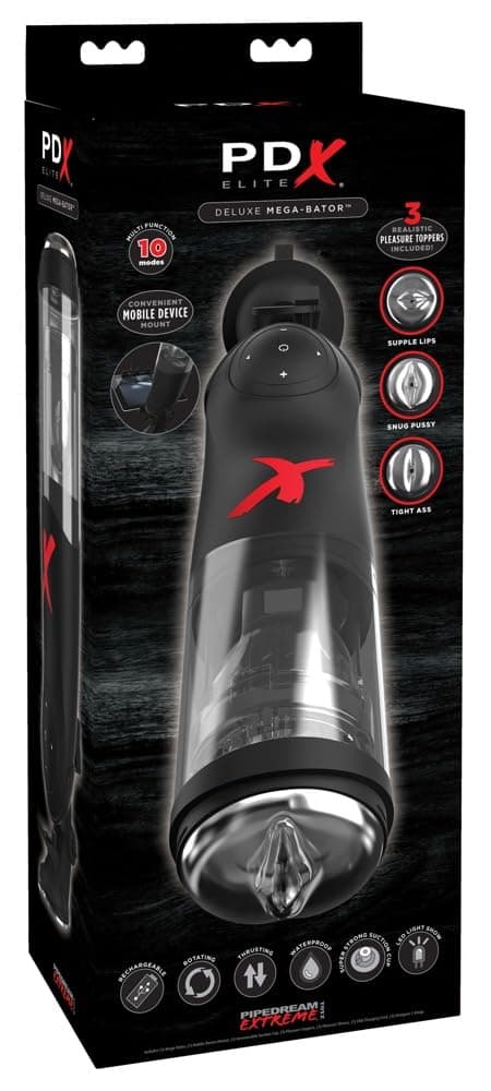 PDX Deluxe Mega-Bator Clear & Black 18 cm