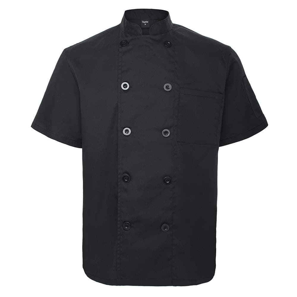 Unisex Short Sleeve Chef Coat Jacket, Black