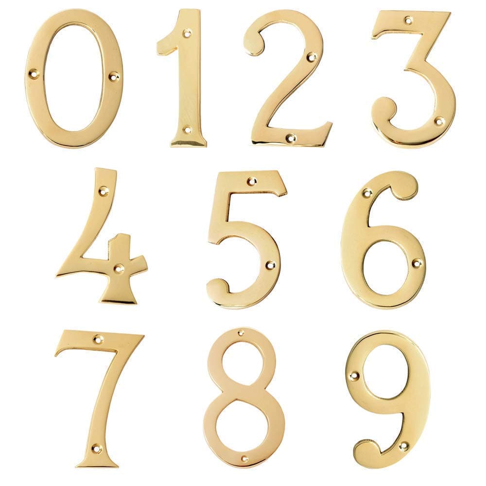 Motif 4-Inch Solid Brass- Lacquered Polish Finish, Mailbox Address Home Numeral, Hotel/House Door Numbers (Number 0)