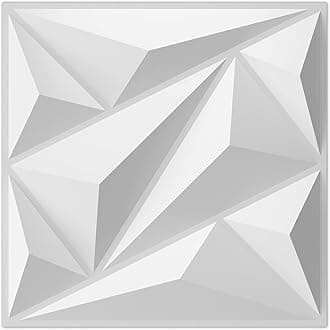 Art3dwallpanels 33 Pack 3D Wall Panel Diamond for Interior Wall Décor, PVC Flower Textured Wall Panels for Living Room Lobby Bedroom Hotel Office, White, 12''x12'' Cover 32.Sq.Ft.