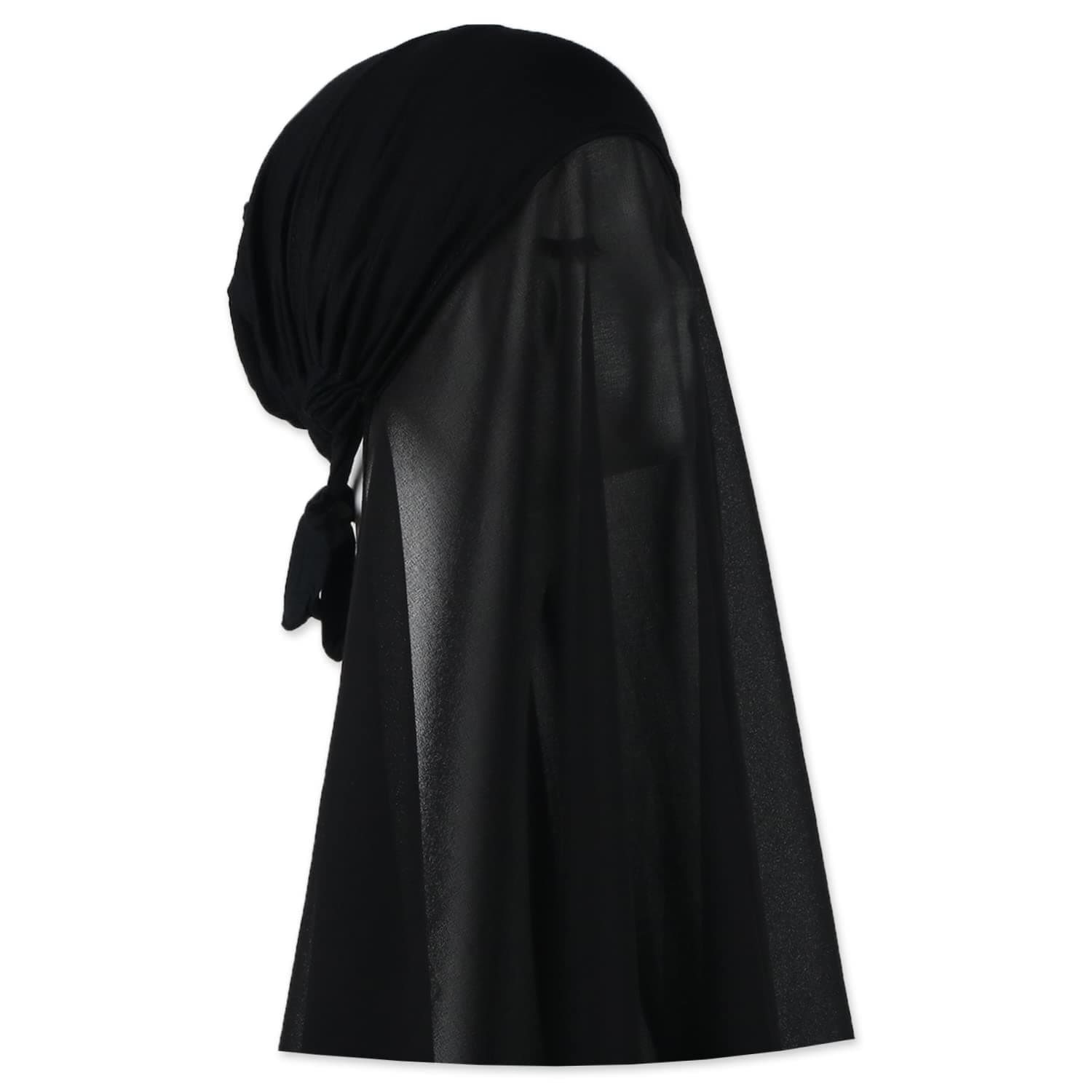 Instant Chiffon Hijab with Tie Back Under Cap Solid Color Soft Chiffon Scarf With Hijab Inner Caps For Muslim Women
