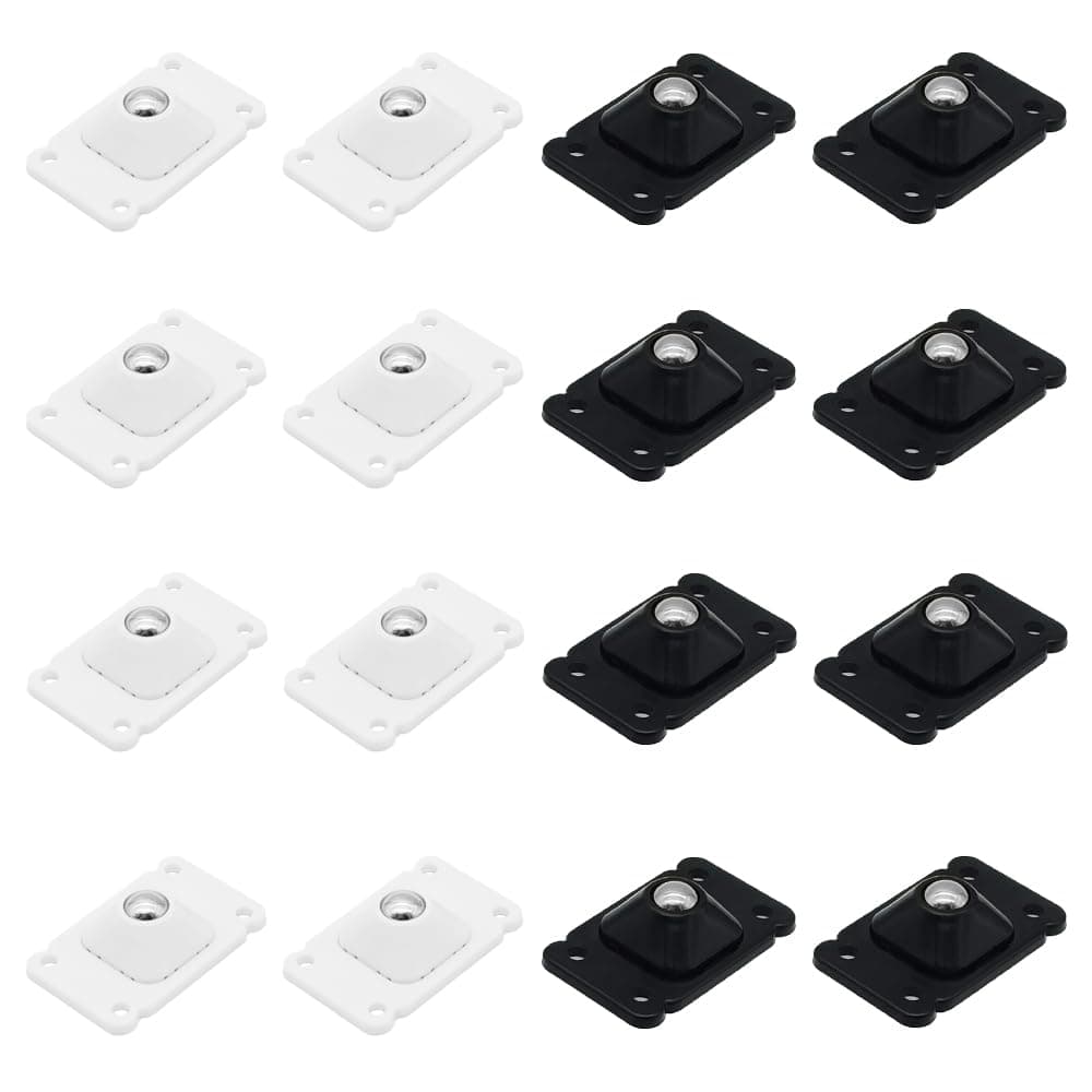 16Pcs Self Adhesive Mini Caster Wheels 360° Rotatable Plastic Mini Swivel Casters(8 Black+8 White) Use in Small Furniture Storage Boxes