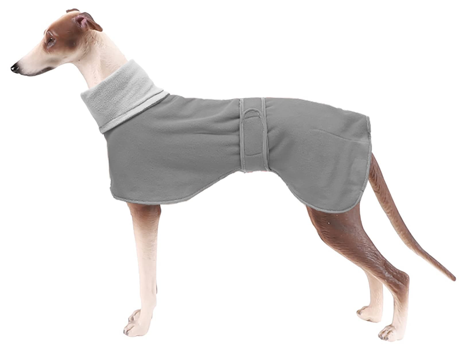 Dog Coats with Reflective Bar, Dog Winter Coat Soft Polyester Fleece, Adjustable Band - Dog Winter Jacket for Greyhounds, Lurchers and Whippets - Gray - XXL