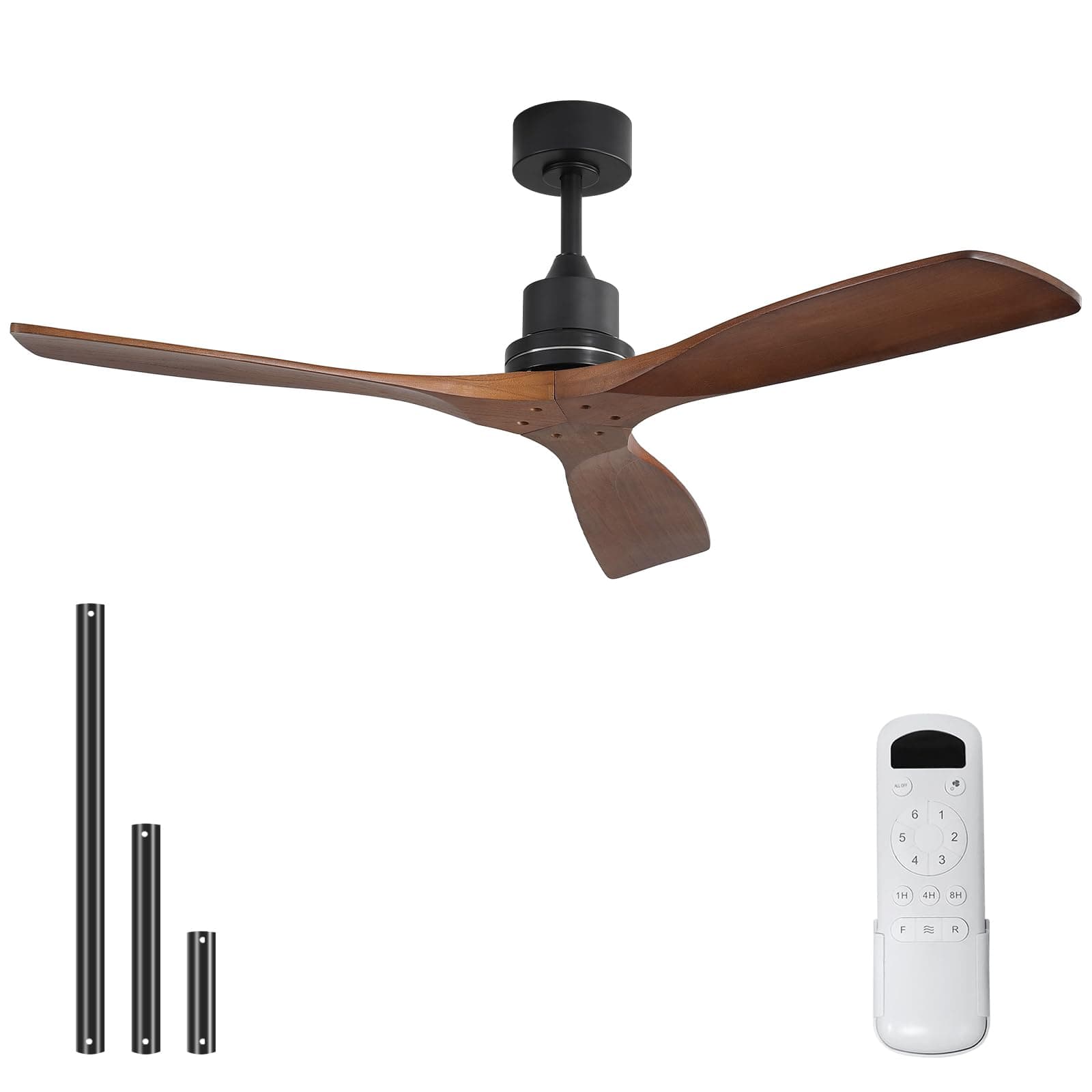 Sofucor 52 Inch Ceiling Fans No Light, Outdoor Ceiling Fan Remote Control Wood Ceiling Fan 3 Blades Reversible DC Motor, Modern large Ceiling Fans Without Light for patios Farmhouse