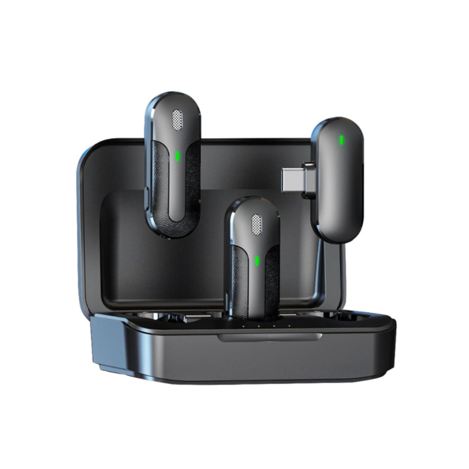 LEVADA PLUSWireless Microphone Smartphones – Plug & Play 2.4GHz Microphone w/ Charging Case 2 PCS Mic Video Recording, Vlogging, YouTubers, & TikTok 3 noise canceling (Android Type C), Black