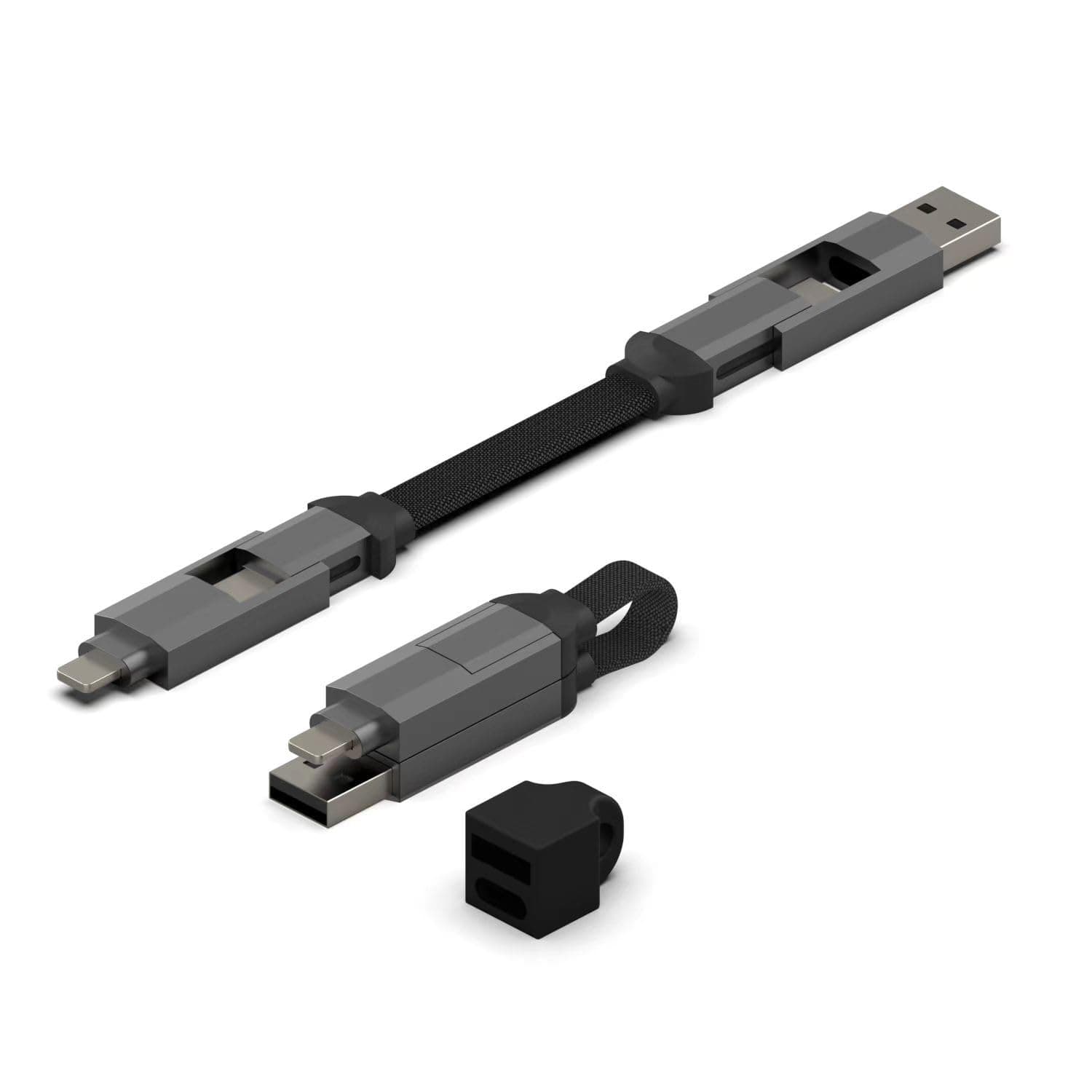 New 4-in-1 Multi Charging Cable - 60W PD Fast Charger Cord, USB A/C to Type C, Compatible with iPhone, iPad, MacBook, Galaxy, Power Bank - Portable with Magnetic Keyring