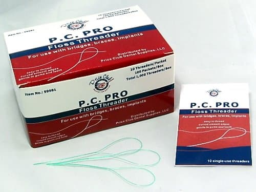Super Value Pack 1,000 Pieces Floss Threader for use with Bridges, Braces, implants etc. Orthodontics appliances. 10 threaders/Envelope, 100 envelopes/Box